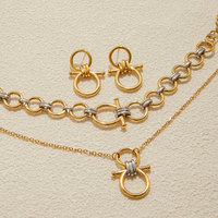 Ensembles de bijoux de créateur de luxe anti-ternissement en acier inoxydable pour les mariées en or 14 ct 18 ct coréen collier mors à cheval à la mode pour femmes