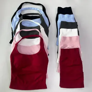 2 pezzi di impatto sport Set da donna senza schienale cavezza a vita alta senza cuciture Hight elasticizzati tuta da ginnastica abbigliamento sportivo Set di allenamento - Product Image 1