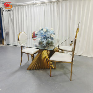 SMOOTH Factory Evento DE BODA Rectangular Glass Gold Table Top Decoración DE BODA Marco de metal Mesa nupcial - Product Image 2