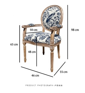 Louis-Silla de lino de estilo francés, asiento con respaldo redondo tapizado, de madera antigua, para boda, hogar, restaurante, Bar, comedor - Product Image 4