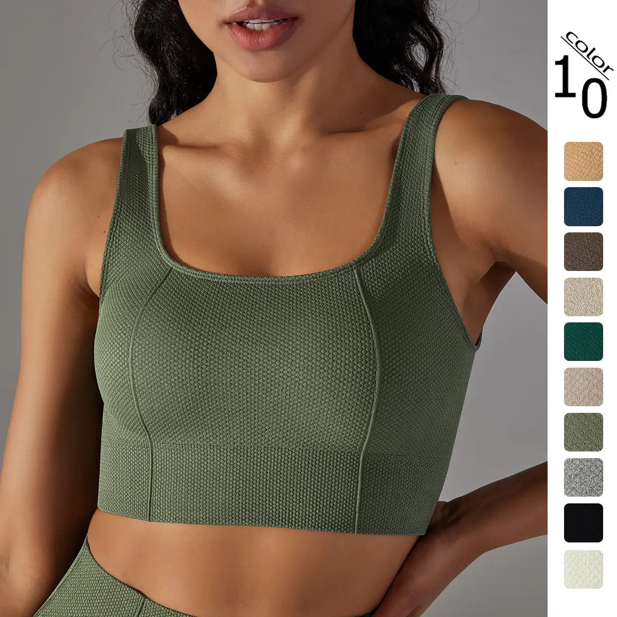 Custom Wireless Post-Surgery Nylon Active Yoga Bra Sexy Women's Zip Front Closure Lift Push Up Sports Bras