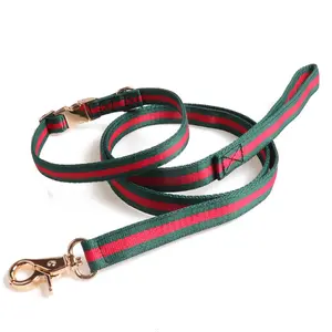 New Pet Collar with Red and Green Woven Straps Dog Collar with Full Metal Buckle and Quick Release Buckle Suitable for Large Dog