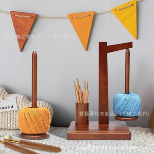 Wooden Spool Holder Yarn Rack With <b>Crochet</b> <b>Hooks</b> Stand For Home Needlework Desktop Use - Product Image 1