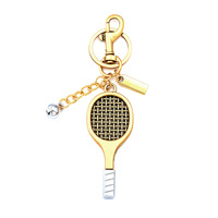 Porte-clés de luxe rétro en forme de raquette de tennis, motif tressé classique, breloque de sac en métal, pendentif sportif, anneau porte-clés pour cadeau bijou sur le thème du tennis