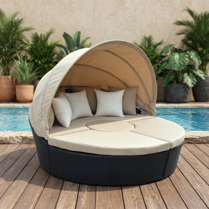Ensembles de mobilier d'extérieur modernes et contemporains pour jardin, cour, patio, balcon – Canapés-lits 100 % Oléfine avec auvent pour hôtel - Product Image 4