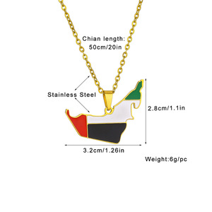 <span class=keywords><strong>Carte</strong></span> Drapeau Pendentif Collier Acier Inoxydable Hommes Femmes Emirats <span class=keywords><strong>Arabes</strong></span> <span class=keywords><strong>Unis</strong></span> Cartes Bijoux Cadeau - Product Image 3