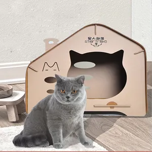 MOFESIPI Wooden Cat House Wood Cat Cave For Indoor Cats Easily Assembled Pet House With Roof Small Pets Nest