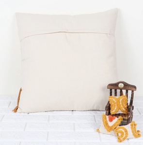 Funda de Cojín con Flecos de Color Amarillo Mostaza y Marfil, Textura Tufted a Mano, Estilo Boho, Decoración para el Hogar, para Sofá, Cuadrada, a Excelente Precio - Product Image 5