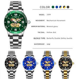 Reloj de Pulsera NIBOSI 2399 para Hombre, de Acero Inoxidable, Automático, de Negocios, 41 mm, Resistente al Agua, con Diseño de Puntero Hueco y Logotipo Personalizable - Product Image 3