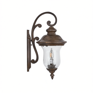 Lanterne murale extérieure vintage en aluminium bronze avec abat-jour en verre transparent, résistante aux intempéries, applique murale extérieure - Product Image 1
