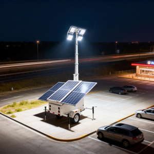Système d'éclairage solaire hors réseau sur remorque avec mât télescopique de 6 m pour l'éclairage extérieur des parkings - Product Image 1
