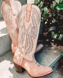 עסוק ילדה YY2201 חדש סגנון אמצע העקב גבירותיי מגפי האחרון 2023 ורוד נשים של ווסטרן רקום הברך גבוהה קאובוי מגפיים - Product Image 4