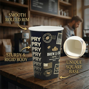 Custom Square Paper <b>Cup</b> for Hot Drinks <b>Disposable</b> Coffee Take Away <b>Cup</b> Taza De Papel Gobelet En Papier Becher - Product Image 3
