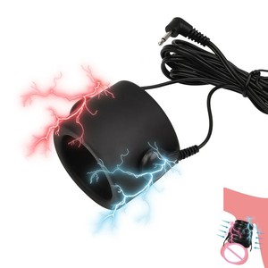 TPE mainan seks pengekang cincin zakar elektrik pria stimulasi ejakulasi Delay penguncian untuk BDSM - Product Image 1