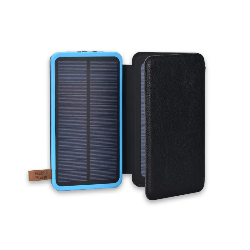 Panel surya lipat, pengisi daya ponsel portabel 10000mAh power bank multi panel surya dengan lampu LED