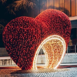 2024 decorazione di nozze all'aperto illuminazione di san valentino ha condotto la lettera di amore luce a forma di cuore motivo ad arco a LED - Product Image 1