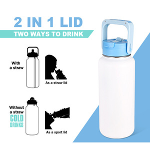 Botella DE AGUA DE ACERO INOXIDABLE Everich 32oz aislada al vacío, a prueba de fugas, mango plegable, reutilizable y sin BPA - Product Image 4