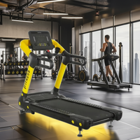 Caminadora con Pantalla LED, Inclinación Automática de -5% a 20%, con Doble Pasamanos, HRC, Portavasos para Tablet, Motor sin Escobillas para Gimnasio en Casa