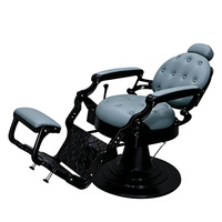 Fauteuil de barbier hydraulique avec dossier en forme de cœur, en cuir PU, pivotant à 360°, entièrement inclinable avec repose-pieds réglable pour salon de coiffure