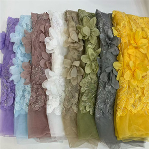 Tissu de dentelle nuptiale 3D de luxe, tulle français fait main avec broderie lourde perlée et sequins, robes pour femmes écologiques - MOQ 5 yards - Product Image 6