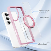 Coque de téléphone en TPU + acrylique pour Samsung S26 S25 S24 Ultra, support magnétique rotatif à 360°, protection transparente du dos, coque mobile