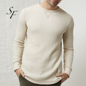 Waffle cálido de fibra de bambú orgánico personalizado tejido de cuello redondo manga larga Activewear transpirable <span class=keywords><strong>sostenible</strong></span> Waffle Hoodie hombres - Product Image 3