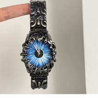 Montre-bracelet créative pour homme, design œil bleu unique, style Y2K, forme griffe torsadée en albâtre, personnalisée, à quartz avec date