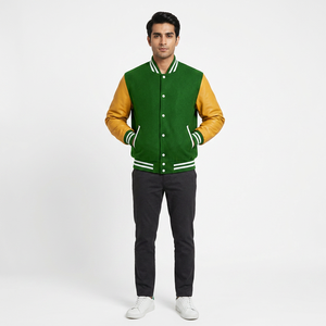 Veste universitaire unisexe en polaire de haute qualité, personnalisable OEM, style sportif, col montant, logo brodé sur le devant, hiver - Product Image 1