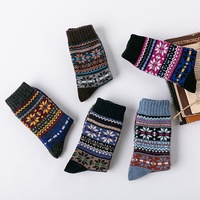 Nouvelle Collection Hiver – Chaussettes Unisexe en Laine de Lapin Épaissies, Tissage Jacquard à Fil Épais, Motif Géométrique Octogonal Floral Ethnique Européen