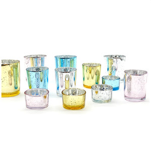 Bocaux en verre bleu bien conçus, porte-bougie en or Rose Mercury - Product Image 4