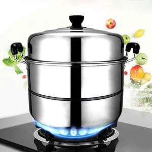 Stainless Steel Double Layer <b>Steamer</b> 24-40Cm With Lid For Gas And Induction Cookers Household Multi Layer <b>Steamer</b> Pot - Product Image 1