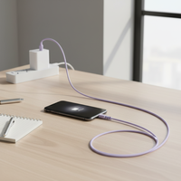 Cable de Datos Ecológico TPE MFI de Alta Calidad Personalizado Tipo C a Tipo C 3A de Carga Rápida para Teléfono Móvil, Computadora y Cámara
