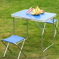 Table pliante légère en aluminium, petite taille, bleue, facile à transporter, pour le camping et les pique-niques, mobilier d'extérieur
