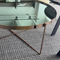 NORYA Tables basses modernes de luxe portables avec plateau miroir, tables d'appoint rondes, pieds en métal doré, meubles de salon écologiques