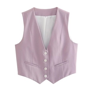 <span class=keywords><strong>Gilet</strong></span> <span class=keywords><strong>sans</strong></span> manches pour <span class=keywords><strong>femme</strong></span>, col en V, couleur bonbon, haut court décontracté, <span class=keywords><strong>gilet</strong></span> ajusté, haut de <span class=keywords><strong>costume</strong></span>, tendance - Product Image 5