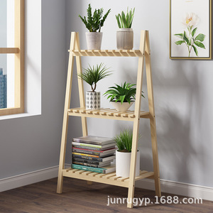 Wooden Ladder <b>Shelf</b> Multi Layer Plant Stand Natural Color Indoor Outdoor Storage <b>Rack</b> For Home Garden Decor - Product Image 1