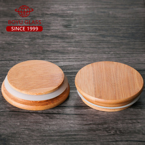 Barattolo di <span class=keywords><strong>vetro</strong></span> <span class=keywords><strong>borosilicato</strong></span> trasparente con coperchio di bambù naturale a tenuta d'aria per la conservazione e la conservazione degli alimenti - Product Image 5