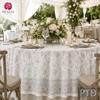 Nappe HuaLai sur mesure en faux coton et polyester, motif floral médaillon gris, élégante pour mariage et banquet