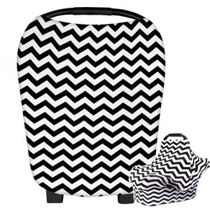 Multi-uso clásico negro de algodón blanco de lactancia materna bufanda bebé asiento de coche cubierta de paseo - Product Image 1