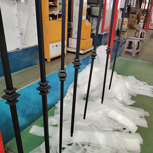 Lan can cầu thang sắt rèn hình vuông rỗng, màu đen mờ, đồng thau đánh bóng, dễ lắp đặt - Product Image 5