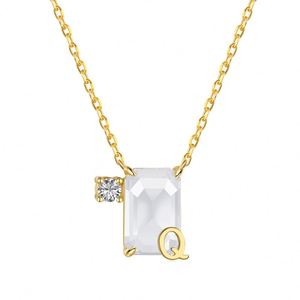 Collier pendentif Dylam haut de gamme pour femme, lettre initiale Q en cristal de zircone 5A et breloque, chaîne dégradée de couleurs - Product Image 1