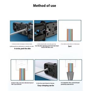 Kit d'outils réseau 4-en-1 : Pince à sertir + Testeur de câbles + Dénudeur + Coupe-câbles |   Kit d'outils de sertissage <span class=keywords><strong>RJ45</strong></span> à cliquet pour CAT5e/CAT6 - Product Image 3