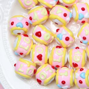 Großhandel Handy-Kette DIY Material 16mm Creme Armband Nette Cartoon <span class=keywords><strong>Hand</strong></span> gezeichnete runde lose Perlen für Stifte - Product Image 2