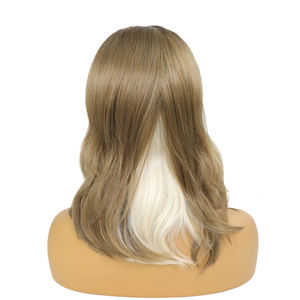 <span class=keywords><strong>Peluca</strong></span> de Cabello Sintético con Reflejos, sin Pegamento, Pre-Depilada, Estilo Bob en Capas, Color Castaño Claro, Blanco Ondulado, con Frente de Encaje 13x4, Resistente al Calor - Product Image 3