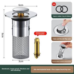 Passoire de <span class=keywords><strong>lavabo</strong></span> moderne <span class=keywords><strong>universelle</strong></span> étanche anti-odeur de cheveux anti-bactérien au sol pour la salle de bain - Product Image 5