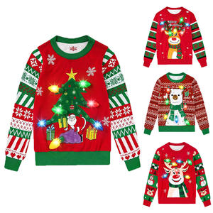 Maglione Natalizio Divertente Unisex Personalizzato Lavorato a Maglia Jacquard con Luci a LED, Pullover Girocollo Brutto di Natale da <span class=keywords><strong>Donna</strong></span> - Product Image 2