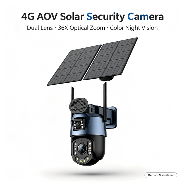 6MP 50X Zoom 4G SIM Solar Powered CMOS Sensor Outdoor Wireless PTZ Smart Camera Dual View Auto Tracking Network Camera
