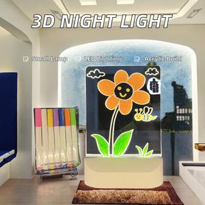 Ngày Valentine Bộ Quà Tặng Mới lạ hiện đại rõ ràng Acrylic <span class=keywords><strong>LED</strong></span> ánh sáng ban đêm <span class=keywords><strong>mini</strong></span> 3D hình ảnh của công ty phụ nữ thiết lập bảng tin viết - Product Image 2