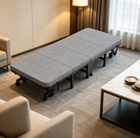 Lit pliant en gros, design à 4 plis, cadre en acier robuste, 10 pieds, 8 roues, lit d'appoint pliable pour la maison, le bureau, l'hôtel VLranlife