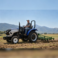 Tracteur agricole à roues 4x4 diesel 50 CV avec cultivateur pour le labourage, le déchaumage et la préparation des semis